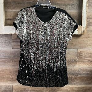 Pretty Guide, XXL, Black and Silver Sequined Top
